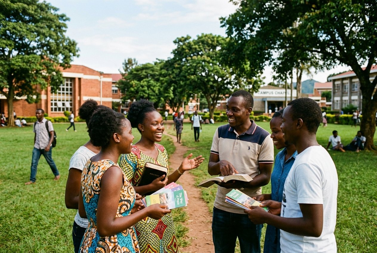 Students in campus evangelism outreach